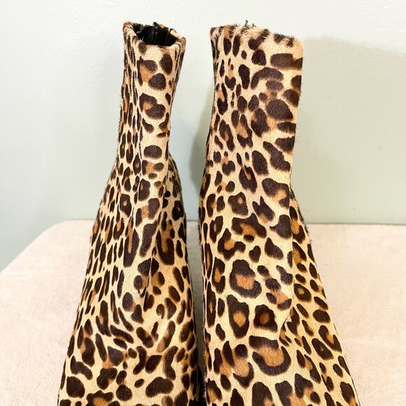Dolce Vita Issa Women's Leopard Print Calf Hair Fur Pointed Toe Booties Size 8.5 - Picture 8 of 10